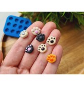Silicone mold, Dog or cat paw, style 6, 12 elements, ~ 0.9*1.1 cm, H:0.4 cm
