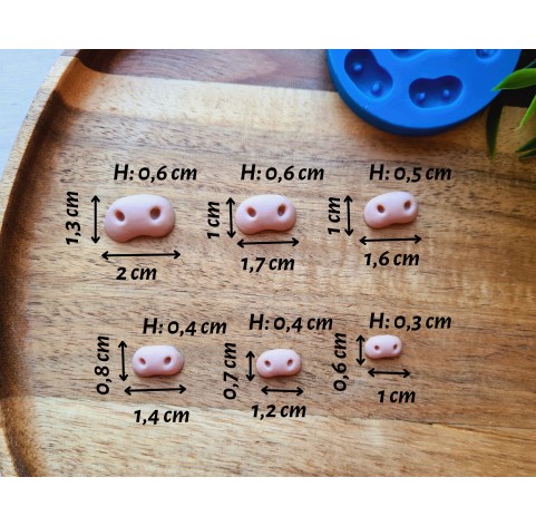 Silicone mold, Cow nose, style 3, 6 elements, ~ 0.6-2 cm, H:0.3-0.6 cm