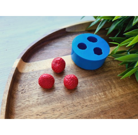 Silicone mold, Strawberry, style 5, 3 elements, ~ Ø 1.4-1.6 cm, H:1.3-1.6 cm