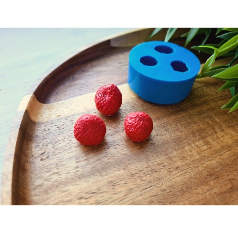 Silicone mold, Strawberry, style 5, 3 elements, ~ Ø 1.4-1.6 cm, H:1.3-1.6 cm