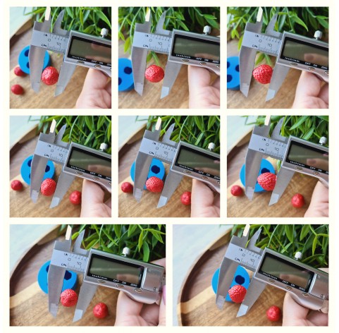 Silicone mold, Strawberry, style 5, 3 elements, ~ Ø 1.4-1.6 cm, H:1.3-1.6 cm