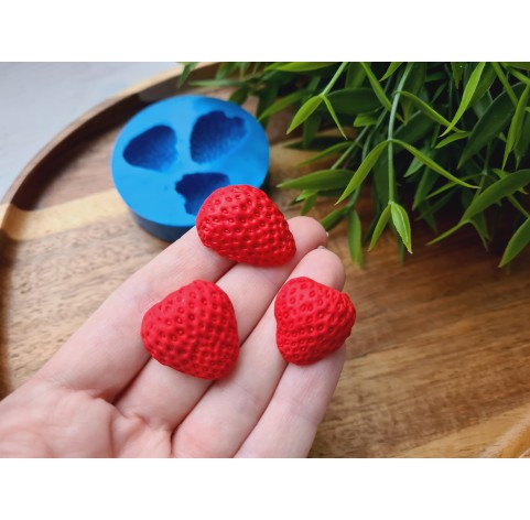 Silicone mold, Strawberry, style 8, half, 3 elements, ~ 2-2.8*2-2.4 cm, H:1-1.1 cm