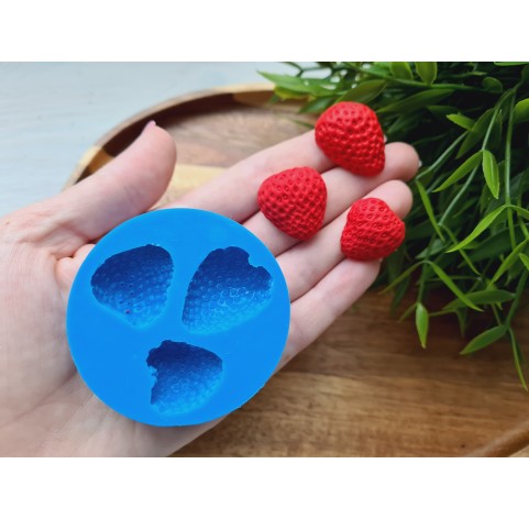 Silicone mold, Strawberry, style 8, half, 3 elements, ~ 2-2.8*2-2.4 cm, H:1-1.1 cm