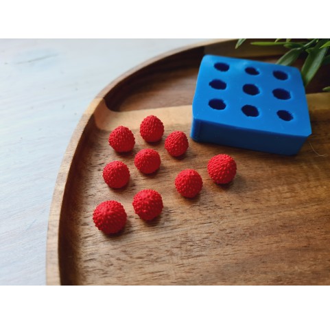 Silicone mold, Strawberry, style 13, 9 elements, ~ Ø 1-1.2 cm, H:1-1.2 cm