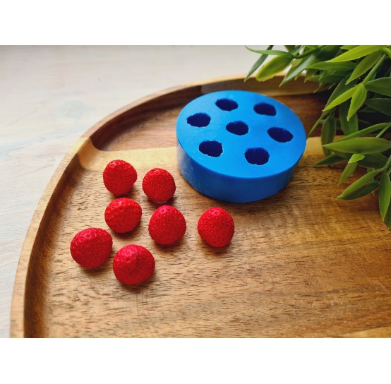 Silicone mold, Strawberry, style 14, 7 elements, ~ Ø 1.5 cm, H:1.4 cm