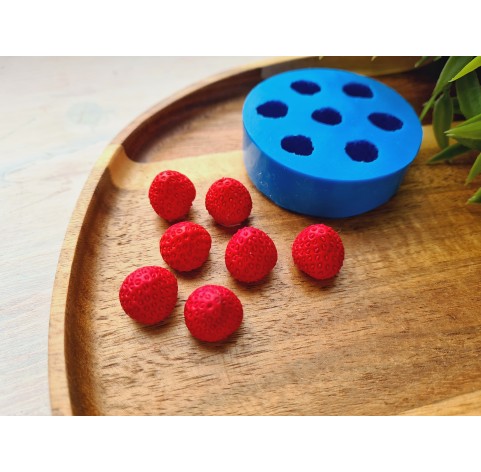 Silicone mold, Strawberry, style 14, 7 elements, ~ Ø 1.5 cm, H:1.4 cm