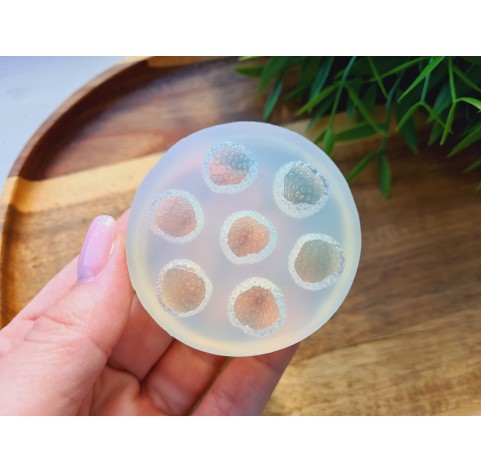 Silicone mold, Strawberry, style 14, 7 elements, ~ Ø 1.5 cm, H:1.4 cm