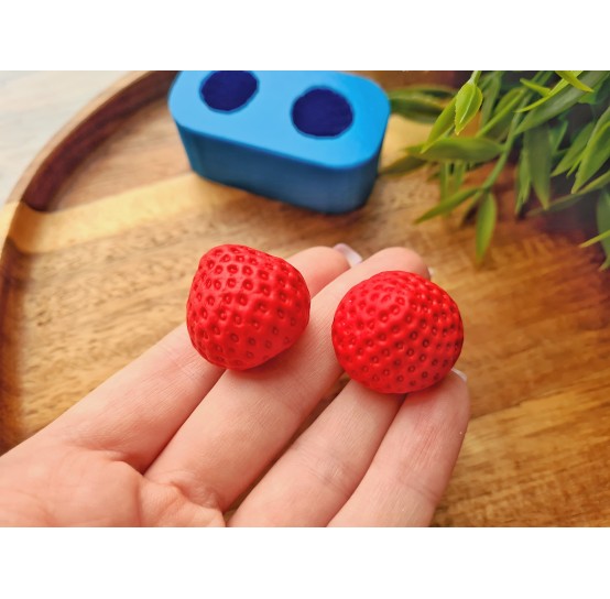 Silicone mold, Strawberry, style 15, 2 elements, ~ Ø 2.4 cm, H:2.1 cm