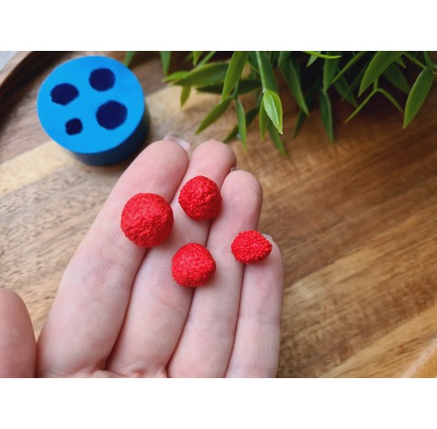 Silicone mold, Strawberry, style 16, 4 elements, ~ Ø 0.9-1.4 cm, H:1-1.2 cm