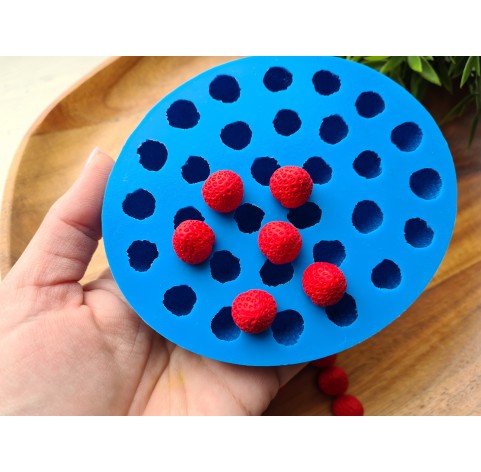 Silicone mold, Strawberry, style 14, 30 elements, ~ Ø 1.5 cm, H:1.4 cm