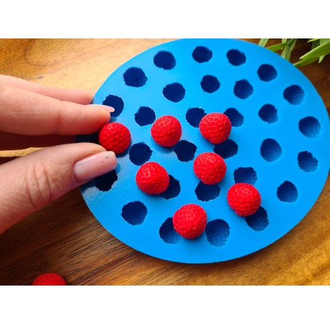 Silicone mold, Strawberry, style 14, 30 elements, ~ Ø 1.5 cm, H:1.4 cm