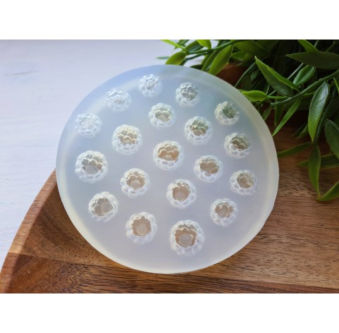 Silicone mold, Raspberry, style 11, inverted, 19 elements, ~ Ø 1.2-1.4 cm, H:1.1-1.4 cm