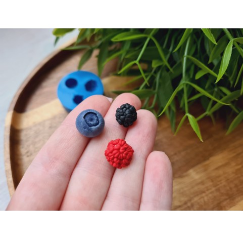 Silicone mold, Berries mix, style 1, raspberry, blackberry, blueberry, 3 elements, ~ Ø 1-1.2 cm, H:0.8 cm