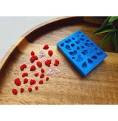 Silicone mold, Strawberry, 1:12 scale, style 19, , 24 elements, ~ 0.2-0.7 cm, H:0.1-0.3 cm