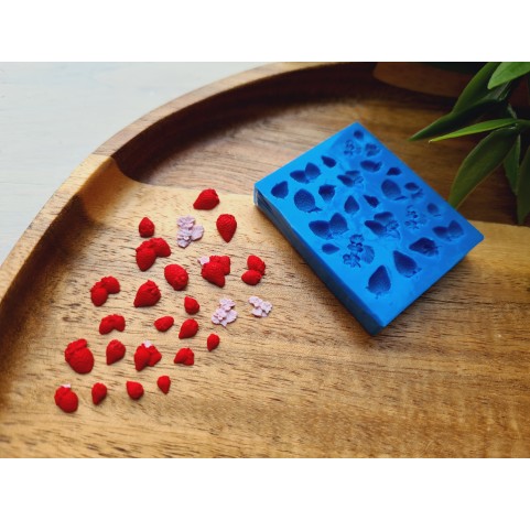 Silicone mold, Strawberry, 1:12 scale, style 19, , 24 elements, ~ 0.2-0.7 cm, H:0.1-0.3 cm
