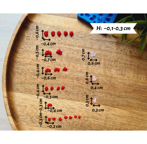 Silicone mold, Strawberry, 1:12 scale, style 19, , 24 elements, ~ 0.2-0.7 cm, H:0.1-0.3 cm