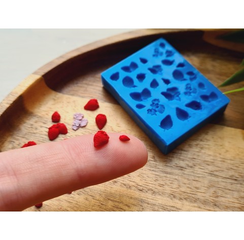 Silicone mold, Strawberry, 1:12 scale, style 19, , 24 elements, ~ 0.2-0.7 cm, H:0.1-0.3 cm