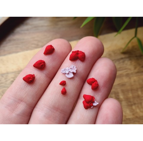 Silicone mold, Strawberry, 1:12 scale, style 19, , 24 elements, ~ 0.2-0.7 cm, H:0.1-0.3 cm