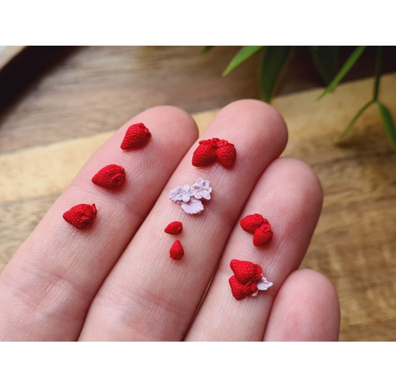 Silicone mold, Strawberry, 1:12 scale, style 19, , 24 elements, ~ 0.2-0.7 cm, H:0.1-0.3 cm