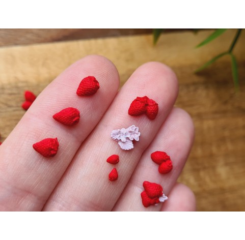 Silicone mold, Strawberry, 1:12 scale, style 19, , 24 elements, ~ 0.2-0.7 cm, H:0.1-0.3 cm