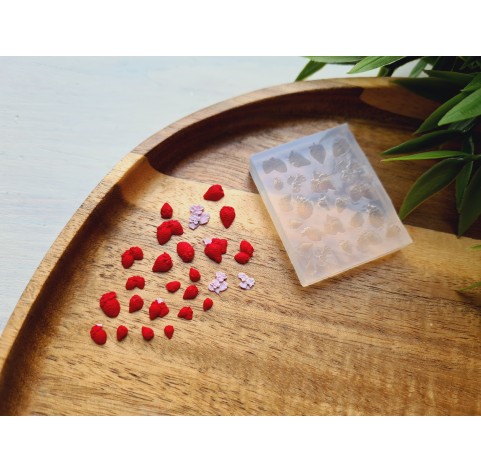 Silicone mold, Strawberry, 1:12 scale, style 19, , 24 elements, ~ 0.2-0.7 cm, H:0.1-0.3 cm
