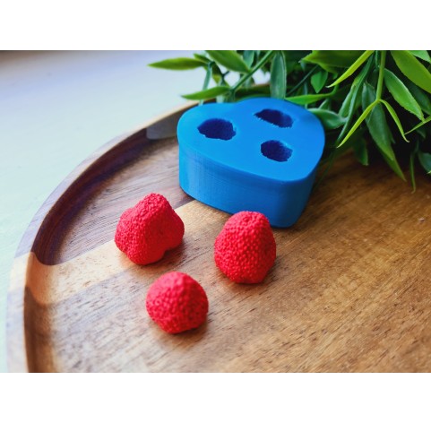 Silicone mold, Strawberry, style 20, 3 elements, ~ Ø 1.5-1.8 cm, H:1.4-1.8 cm
