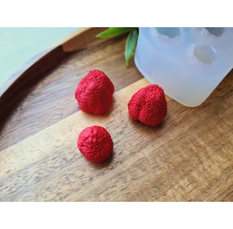 Silicone mold, Strawberry, style 20, 3 elements, ~ Ø 1.5-1.8 cm, H:1.4-1.8 cm