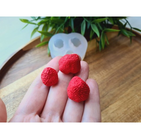Silicone mold, Strawberry, style 20, 3 elements, ~ Ø 1.5-1.8 cm, H:1.4-1.8 cm
