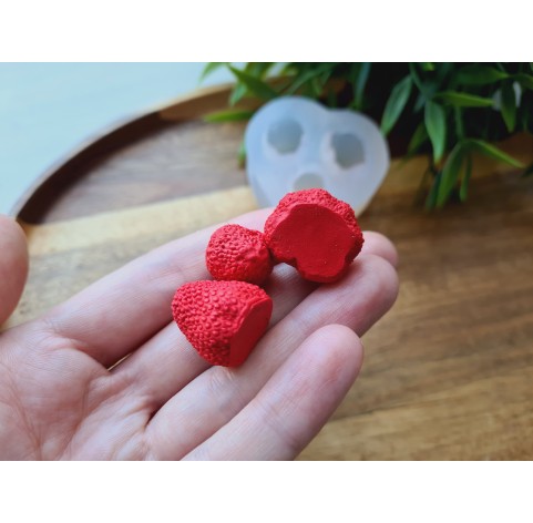 Silicone mold, Strawberry, style 20, 3 elements, ~ Ø 1.5-1.8 cm, H:1.4-1.8 cm