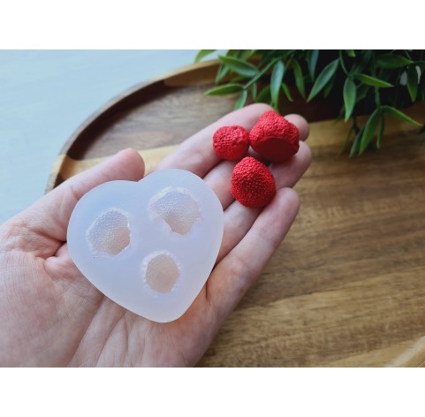 Silicone mold, Strawberry, style 20, 3 elements, ~ Ø 1.5-1.8 cm, H:1.4-1.8 cm