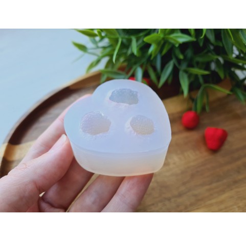 Silicone mold, Strawberry, style 20, 3 elements, ~ Ø 1.5-1.8 cm, H:1.4-1.8 cm