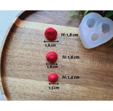 Silicone mold, Strawberry, style 20, 3 elements, ~ Ø 1.5-1.8 cm, H:1.4-1.8 cm