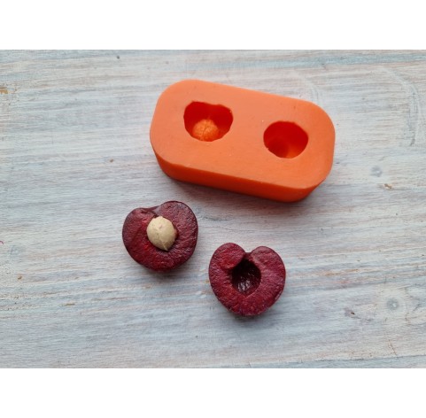 Silicone mold, Cherry, style 2, sliced, ~ 2.2*2.4 cm, H:0.8-1.4 cm