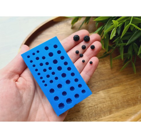 Silicone mold, Blackberry, 1:6-1:12 scale, style 7, 43 elements, ~ Ø 0.3-0.7 cm, H:0.2-0.7 cm