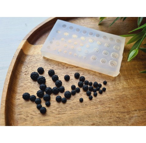 Silicone mold, Blackberry, 1:6-1:12 scale, style 7, 43 elements, ~ Ø 0.3-0.7 cm, H:0.2-0.7 cm