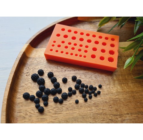 Silicone mold, Blackberry, 1:6-1:12 scale, style 7, 43 elements, ~ Ø 0.3-0.7 cm, H:0.2-0.7 cm