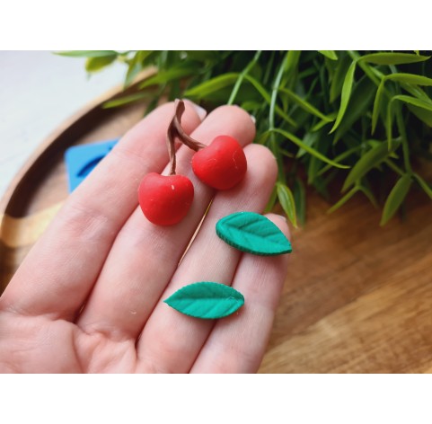 Silicone mold, Cherry, style 4, with leaves, ~ Ø 2.7*2.8 cm, 0.9*1.9 cm, H:0.2-0.8 cm