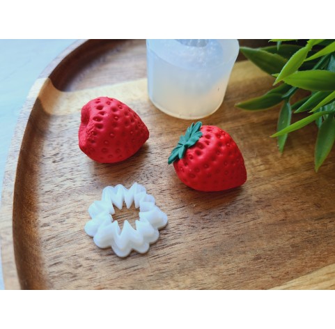 Silicone mold, Strawberry, on the side, style 4 + cutter