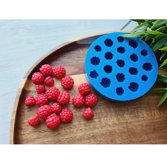 Silicone mold, Raspberry, style 13, 19 elements, ~ Ø 0.9-1.4 cm, H:1-1.3 cm