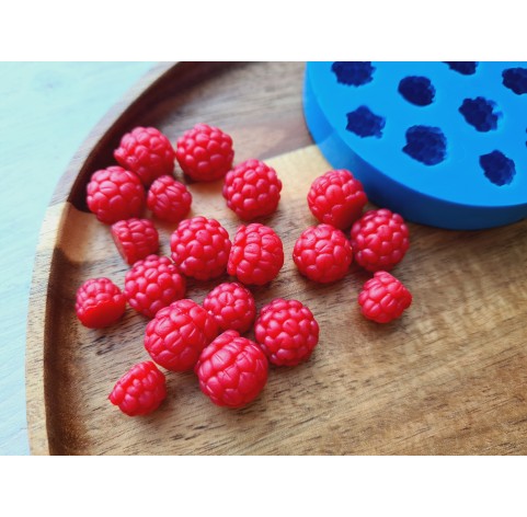 Silicone mold, Raspberry, style 13, 19 elements, ~ Ø 0.9-1.4 cm, H:1-1.3 cm