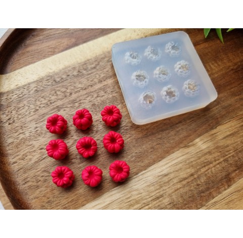 Silicone mold, Raspberry, style 23, inverted, 9 elements, ~ Ø 1.1 cm, H:1 cm