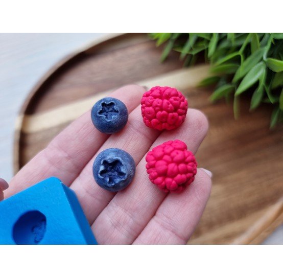 Silicone mold, Berries mix, style 4, raspberry, blueberry, 4 elements, ~ Ø 1.4-1.9 cm, H:0.9-1.1 cm