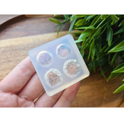 Silicone mold, Berries mix, style 4, raspberry, blueberry, 4 elements, ~ Ø 1.4-1.9 cm, H:0.9-1.1 cm