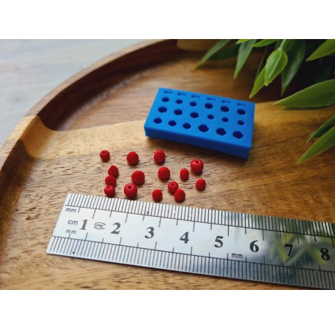 Silicone mold, Cherry, style 10, miniature 1:6, 10 elements, ~ Ø 0.3-0.5 cm, H:0.2-0.4 cm