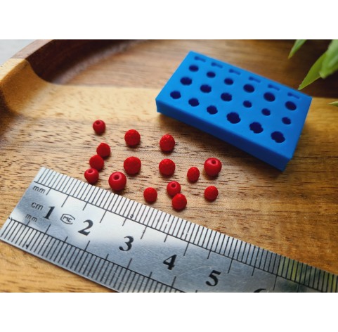 Silicone mold, Cherry, style 10, miniature 1:6, 10 elements, ~ Ø 0.3-0.5 cm, H:0.2-0.4 cm