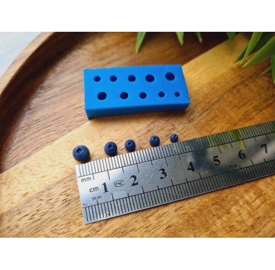 Silicone mold, Blueberry, style 10, miniature 1:6, 10 elements, ~ Ø 0.3-0.5 cm, H:0.2-0.4 cm