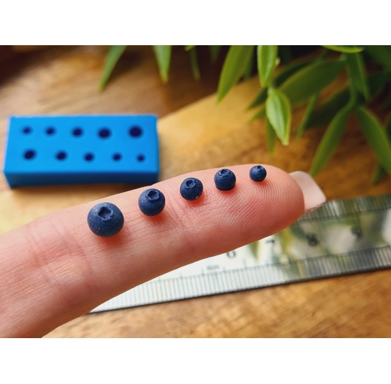 Silicone mold, Blueberry, style 10, miniature 1:6, 10 elements, ~ Ø 0.3-0.5 cm, H:0.2-0.4 cm