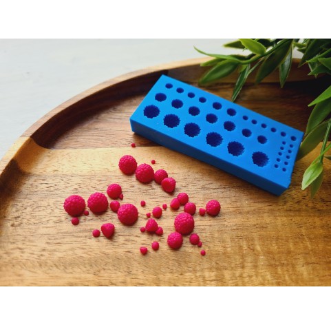 Silicone mold, Raspberry, 1:6-1:12 scale,  style 24, 35 elements, ~ Ø 0.1-0.6 cm, H:0.1-0.6 cm