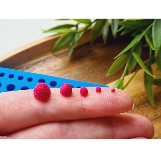 Silicone mold, Raspberry, 1:6-1:12 scale,  style 24, 35 elements, ~ Ø 0.1-0.6 cm, H:0.1-0.6 cm