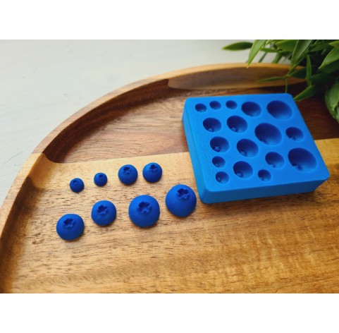 Silicone mold, Blueberry, style 11, 17 elements, ~ Ø 0.3-1.3 cm, H:0.3-0.9 cm
